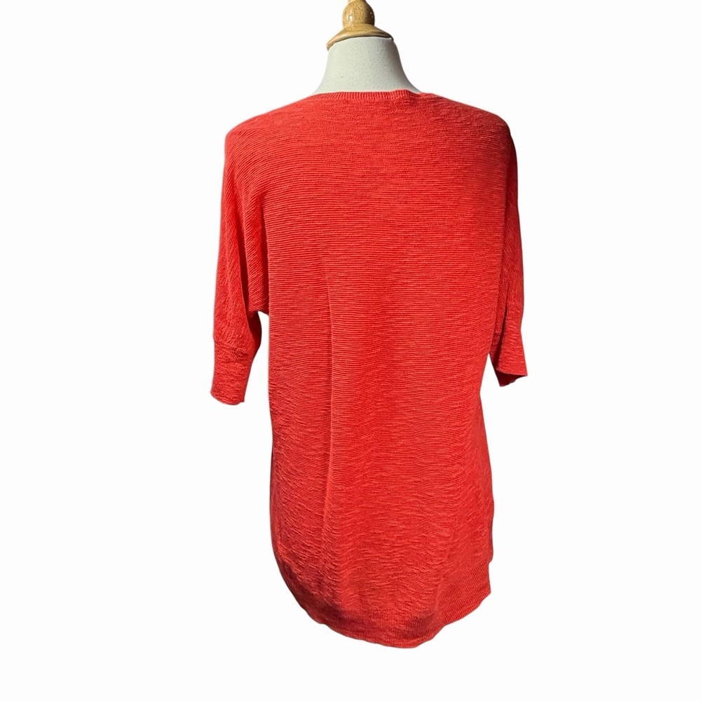 Eileen Fisher Tunic Sz Medium Coral V-Neck Lightweight Sweater Sheer Linen Blend - Picture 4 of 8